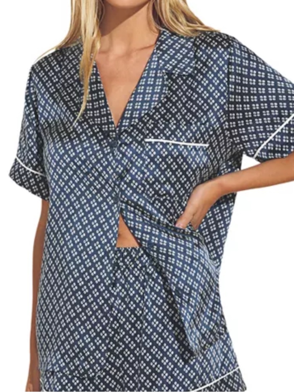 Eberjey 100% Silk Inez Short-Sleeve Top Only - Small